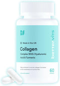 Bettervits Collagen Complex with Hyaluronic Acid and Vitamin C | Marine Collagen Supplements for Women and Men with Biotin | High-Strength Vitamin E for Skin, Hair, Nails, Joint Health - 60 Capsules