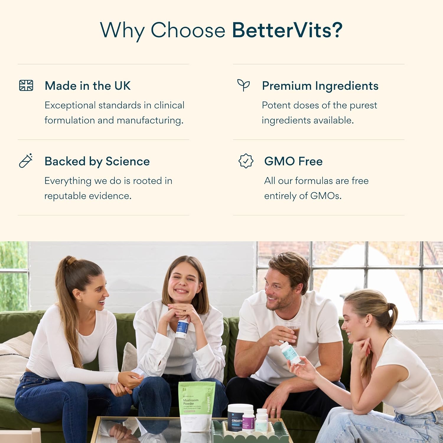 Bettervits Collagen Complex with Hyaluronic Acid and Vitamin C | Marine Collagen Supplements for Women and Men with Biotin | High-Strength Vitamin E for Skin, Hair, Nails, Joint Health - 60 Capsules